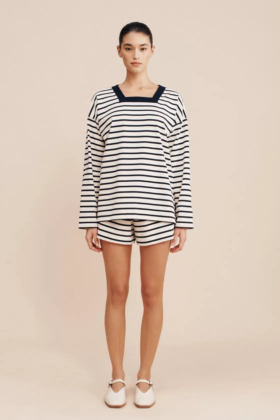 POSSE ARCHIE LONG SLEEVE TOP - NAVY STRIPE