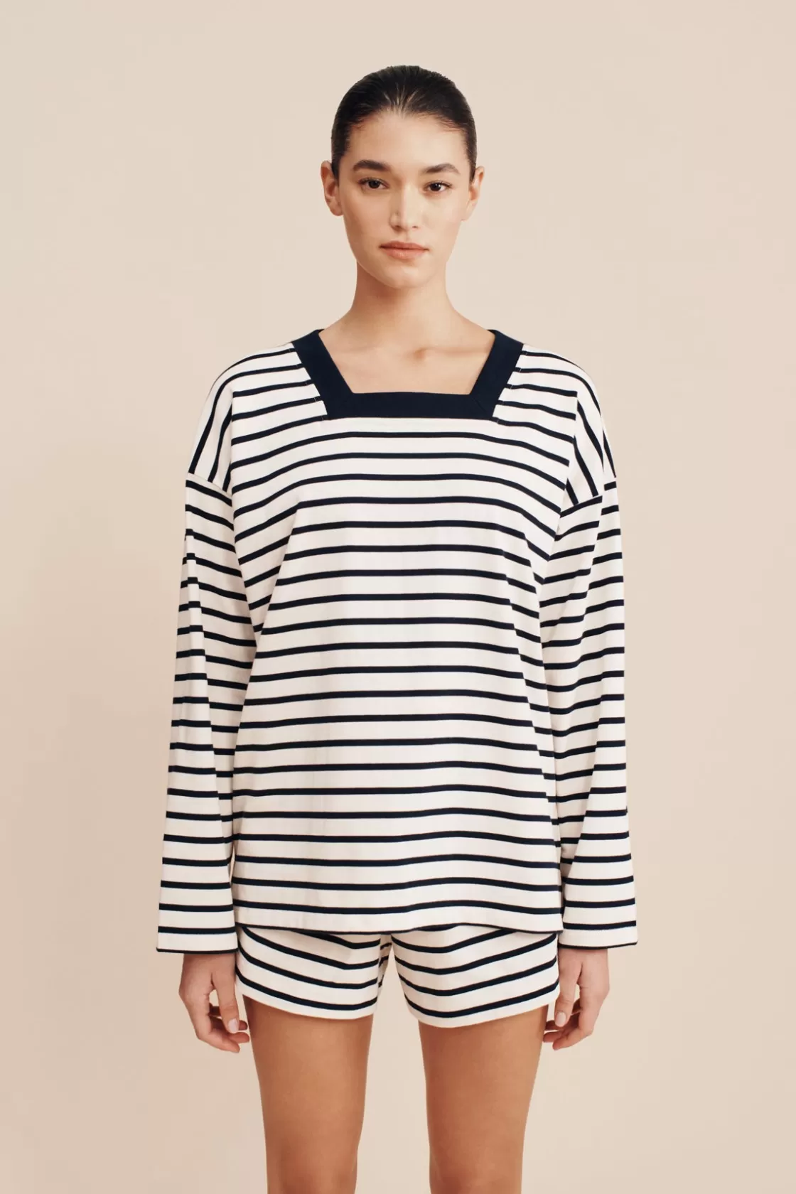 POSSE ARCHIE LONG SLEEVE TOP - NAVY STRIPE